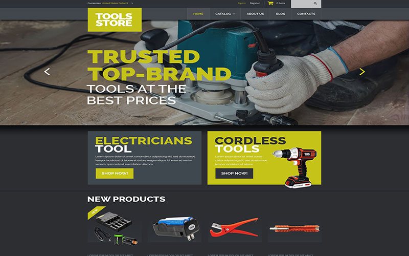 Σχεδίαση eshop ηλεκτρονικού καταστήματος Tools Equipment